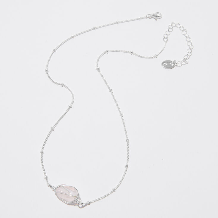 Blush Pink Crystal Wire Pendant Necklace,