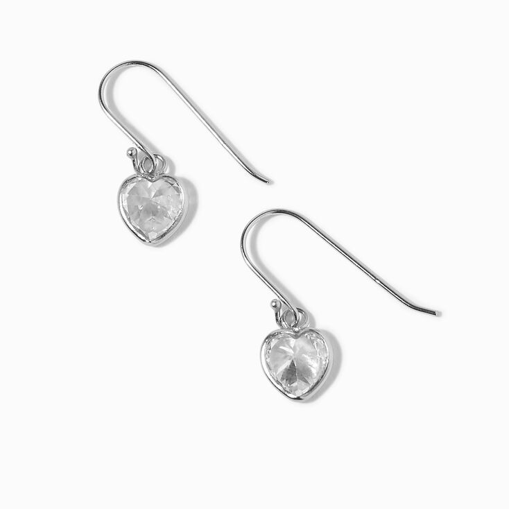 Icing Select Sterling Silver Platinum Heart Cubic Zirconia Drop Earrings,