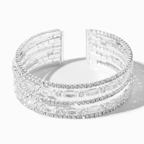 Silver Rhinestone Glam Cuff Bracelet,