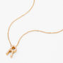 Gold Mini Pearl Initial Pendant Necklace - R,