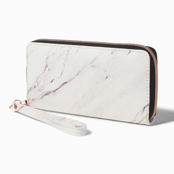 Gold Marble White Wristlet Wallet,