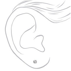 Silver-tone Cubic Zirconia Round 5MM Stud Earrings,