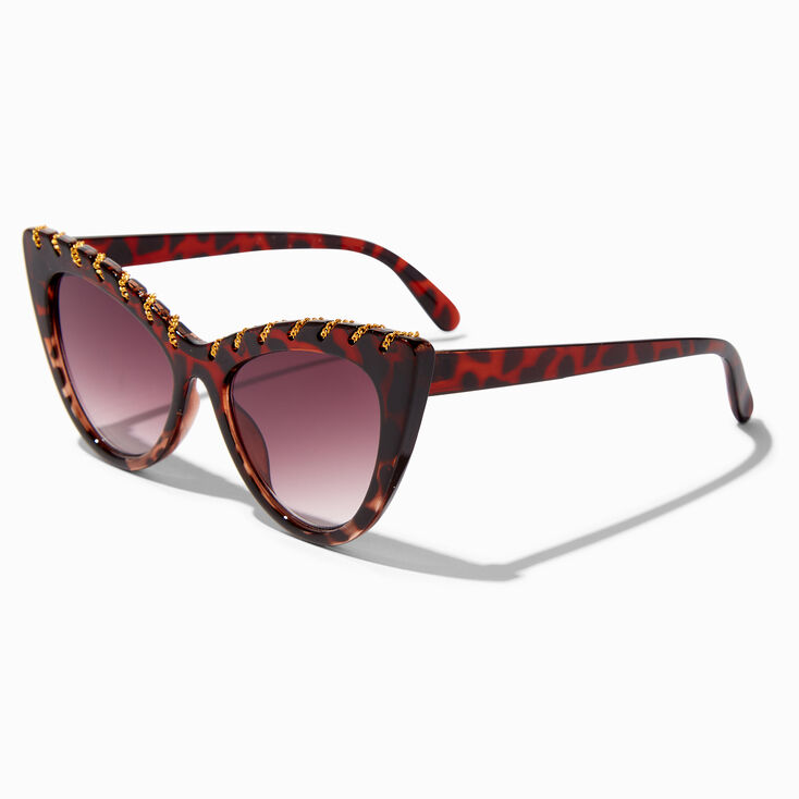 Gold Chain Tortoiseshell Cat Eye Sunglasses,