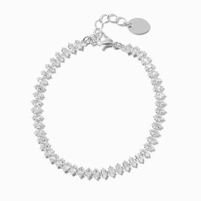 Silver-tone Cubic Zirconia Marquise Chain Bracelet,