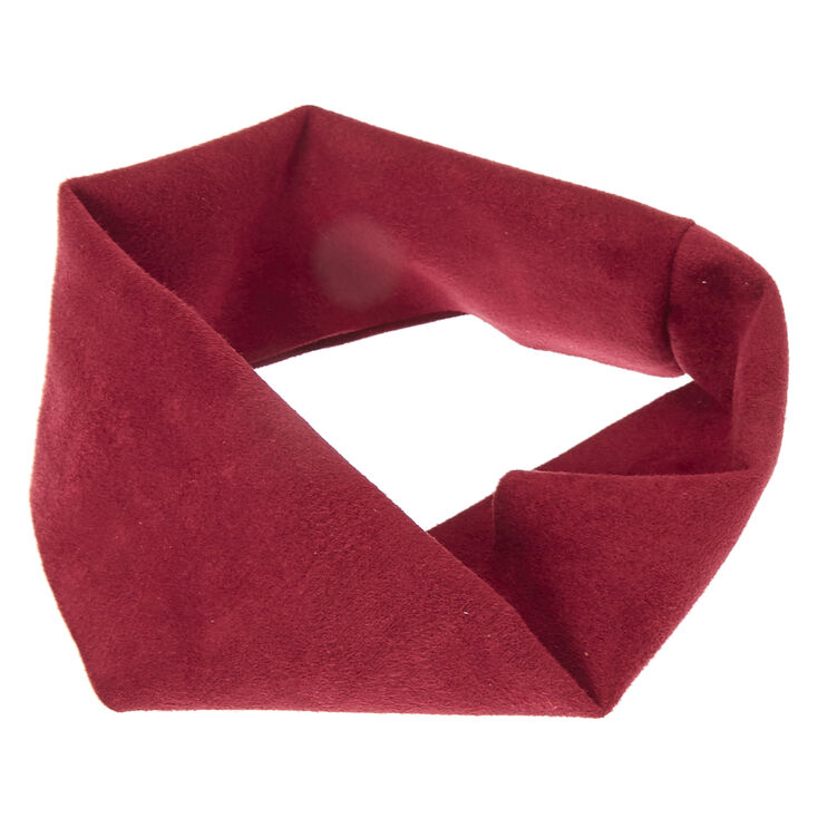 Burgundy Wide Suede Headwrap,