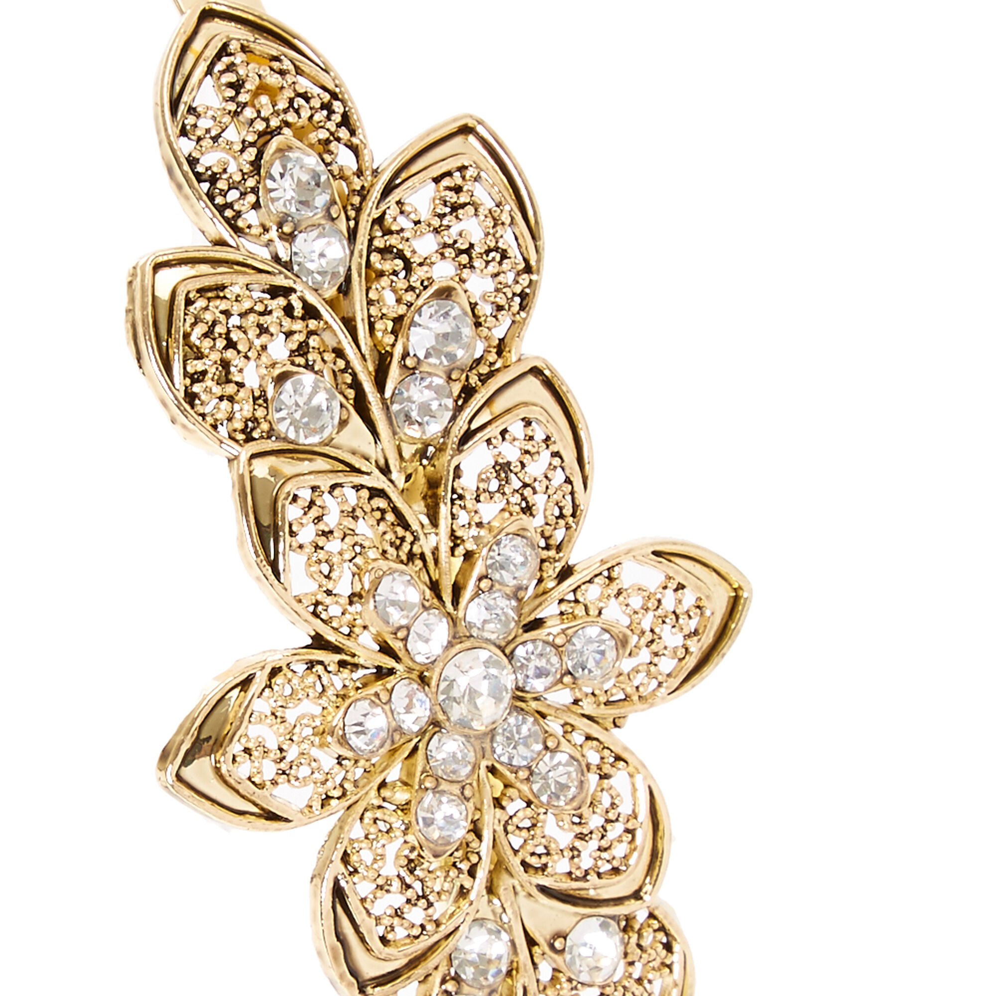 gold crystal flower headband
