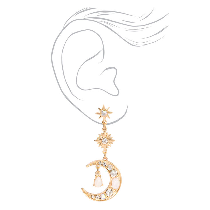 Gold 2&quot; Celestial Drop Earrings,