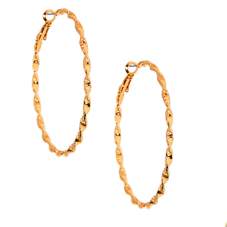 Gold 60MM Twisted Hoop Earrings,