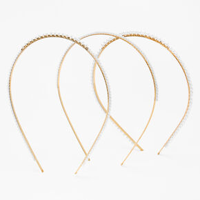 Gold Mixed Pearl Headbands - Ivory, 3 Pack,