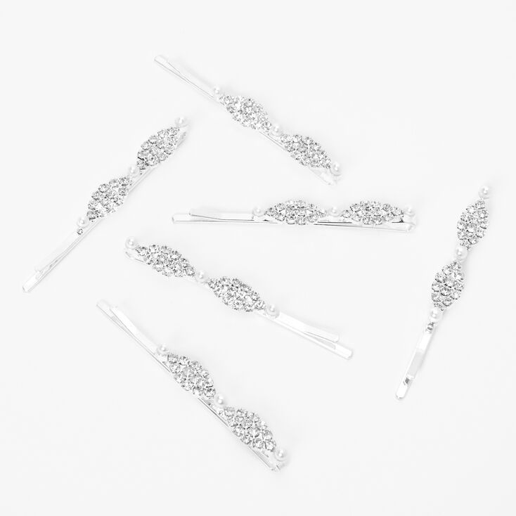 Silver Crystal Wave Hair Pins &#40;6 Pack&#41;,