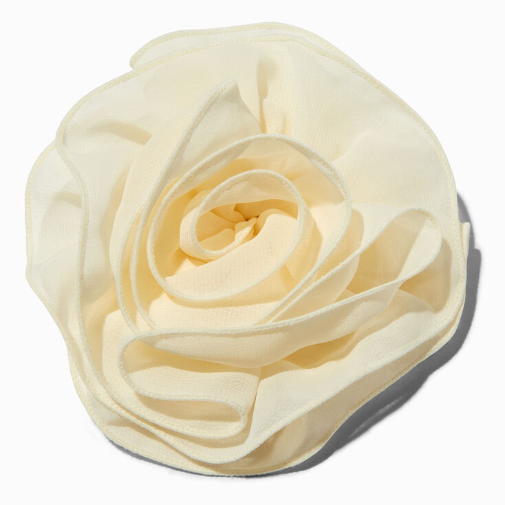 Ivory Rosette Large Floral Hair Clip,