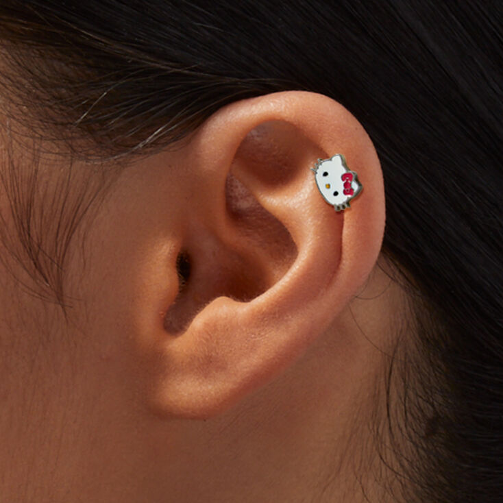 Hello Kitty&reg; Stainless Steel Face 16G Cartilage Earring,