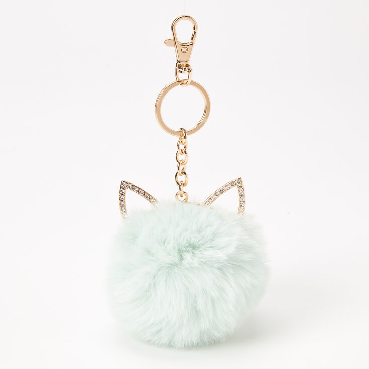 Cat Pom Keychain - Mint,