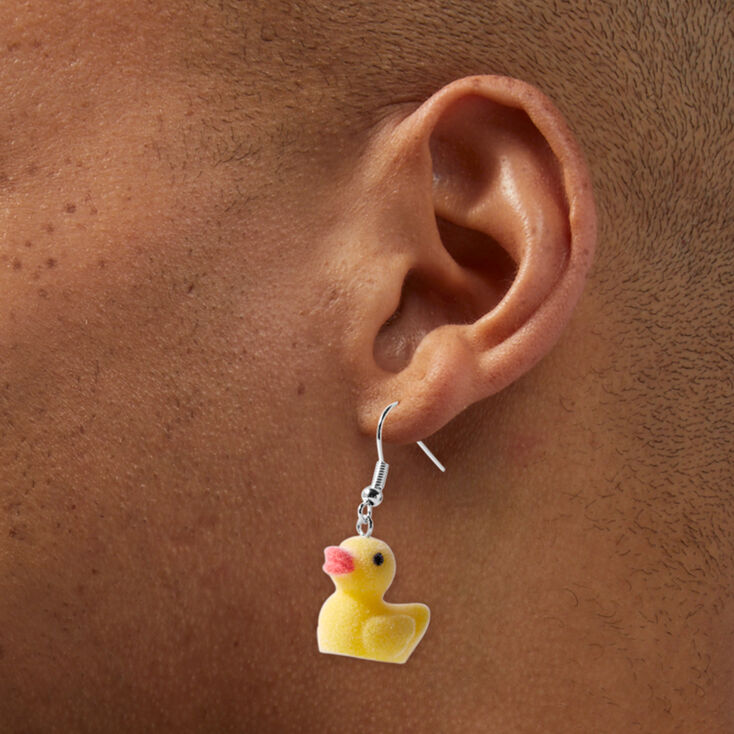 Fuzzy Rubber Duck 0.5&quot; Drop Earrings,