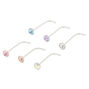 Sterling Silver 22G Pretty Nose Studs - 6 Pack,