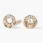 14kt Yellow Gold Round Crystal Studs Ear Piercing Kit with Ear Care Solution,