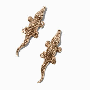 Gold-tone Crocodile 3&quot; Drop Earrings ,