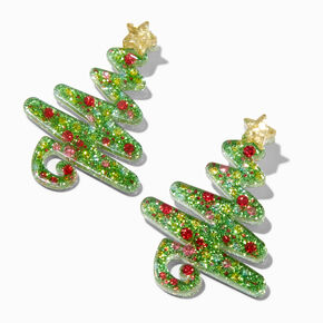 Glitter Christmas Tree 2&#39;&#39; Drop Earrings,