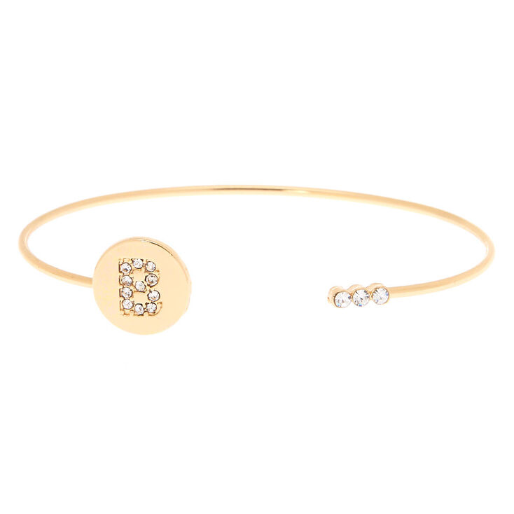 Gold Initial Cuff Bracelet - B,