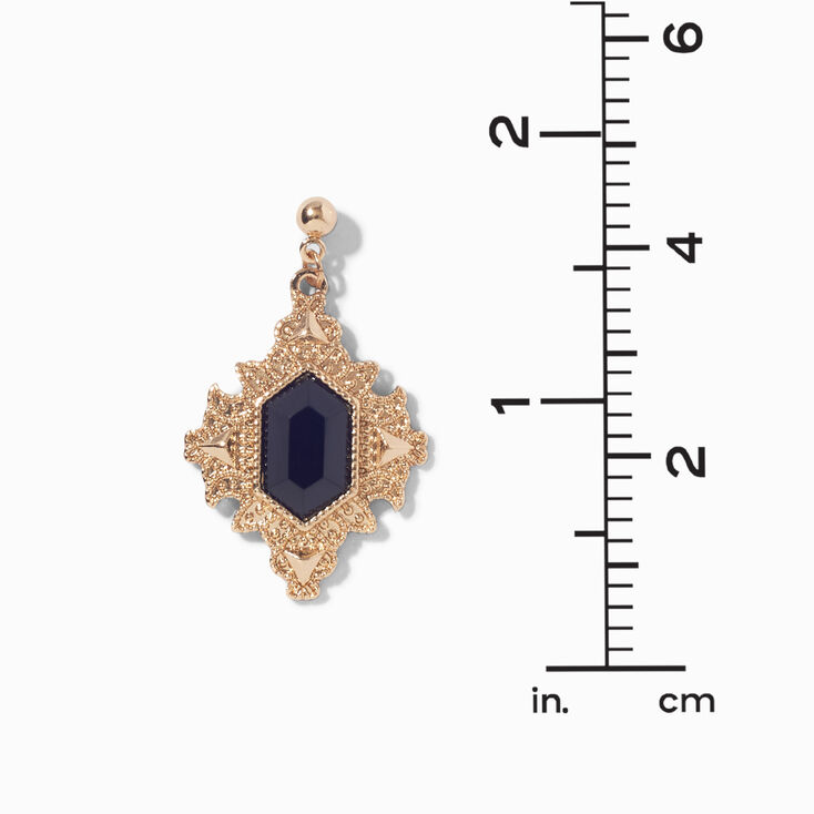 Gold-tone Hexagon Frame 1&quot; Drop Earrings,