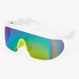 Bright Rainbow Faded Lens Shield Sunglasses - White,