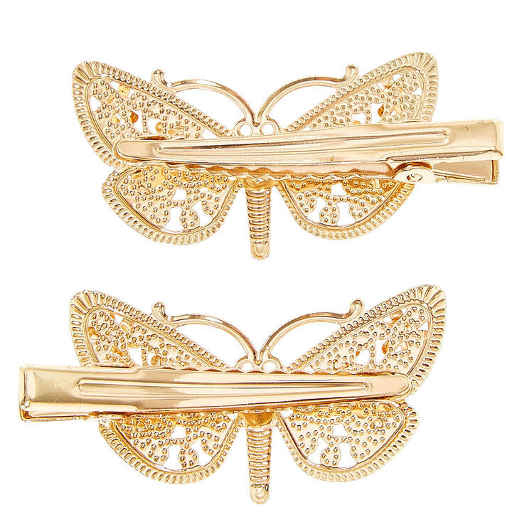 Gold Filigree Butterfly Hair Clips - 2 Pack,