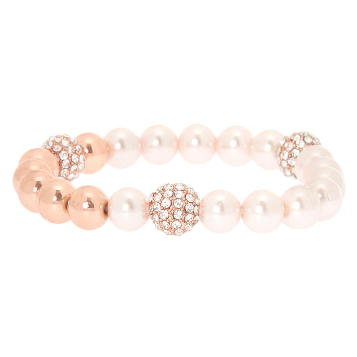 Rose Gold Pearl Stretch Bracelet,