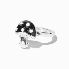 Black Mushroom Silver-tone Midi Ring,