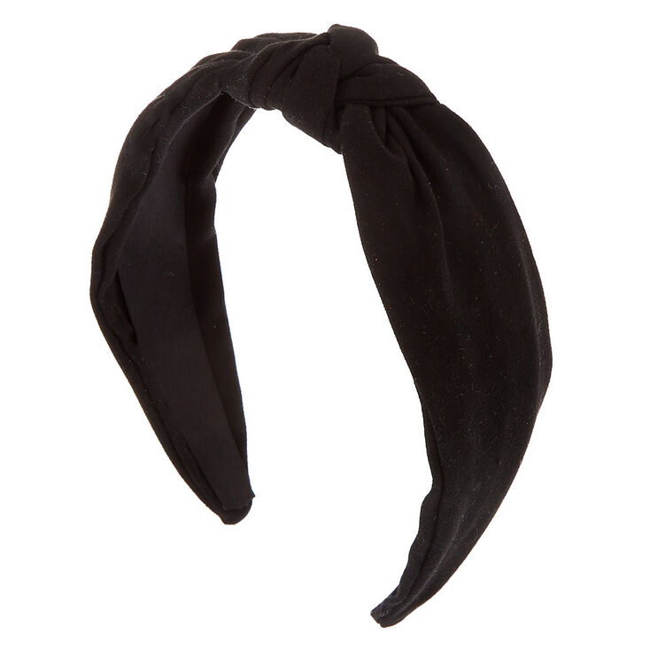 Knotted Suede Headband - Black,