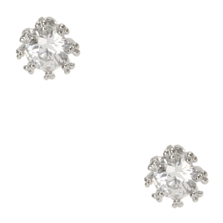 4MM Round Cubic Zirconia Stud Earrings,