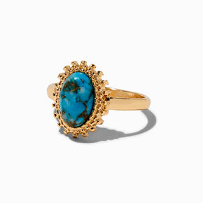 Turquoise Crackle Oval Ring,