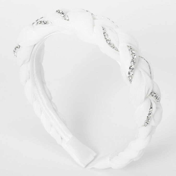 Rhinestone Braided Headband - White,