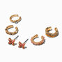 Gold-tone Butterfly Stud &amp; Ear Cuff Earring Stackables - 6 Pack,