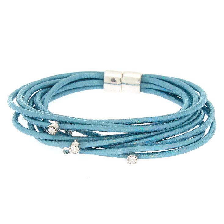 Holographic Cord Statement Bracelet - Blue,