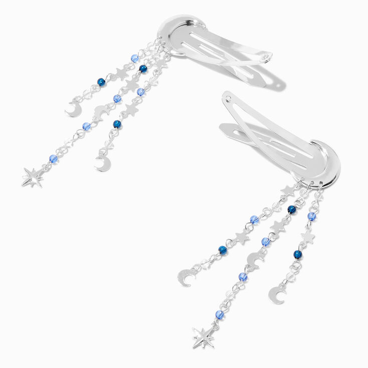 Silver Celestial Dangle Snap Hair Clips - 2 Pack,
