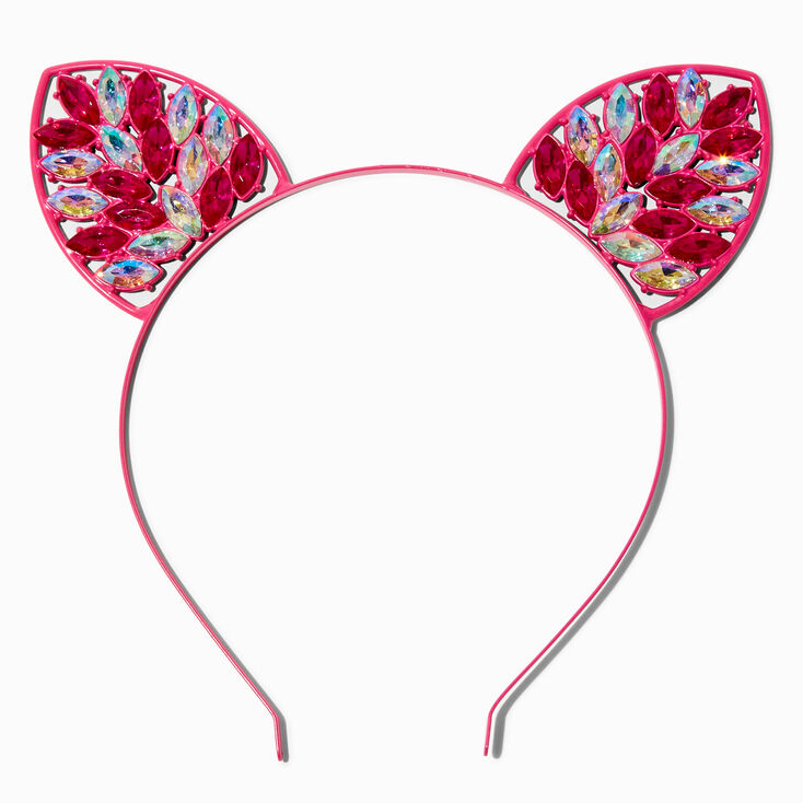 Pink Gemstone Cat Ears Headband,