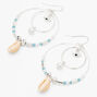 Silver Seashell Evil Eye Double Circle 2&quot; Drop Earrings,
