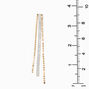 Gold Cubic Zirconia Dainty Strands 3.5&quot; Linear Drop Earrings,