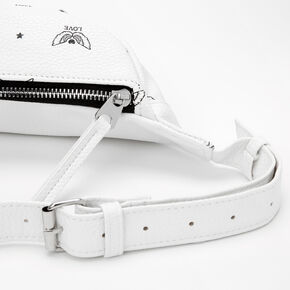Wings of Love Faux Leather Fanny Pack - White,