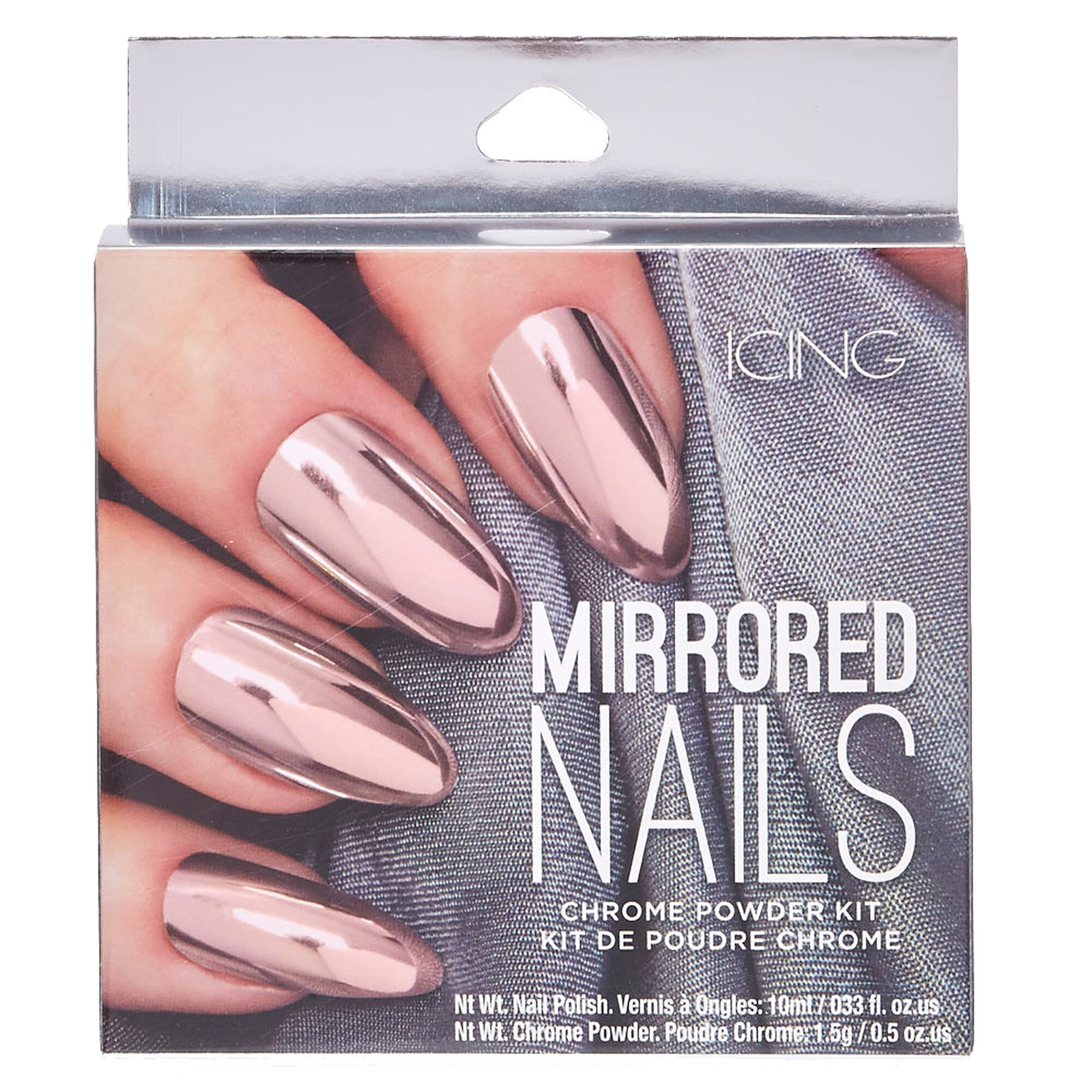 Pink Chrome Powder Nails Set Icing Us Pink Chrome Powder Nails Set