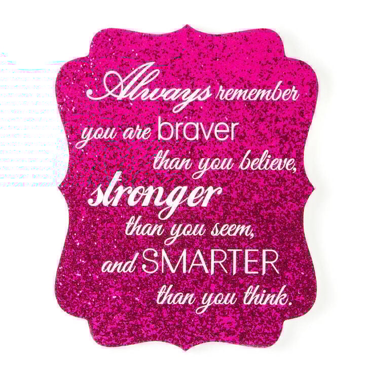 Always Remember Hot Pink Glitter Wall Plaque,