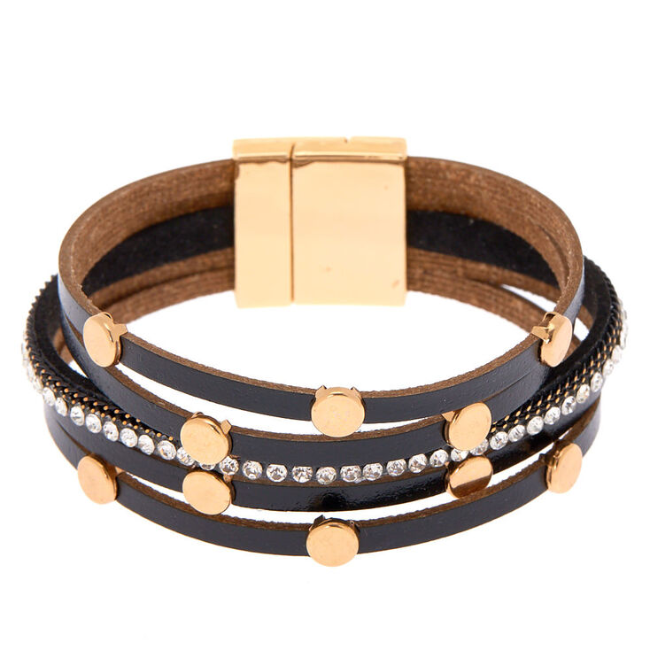 Gold Layered Wrap Bracelet - Black,