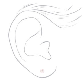 Stainless Steel 4mm Pink Pearl Studs Ear Piercing Kit with Ear Care Solution,