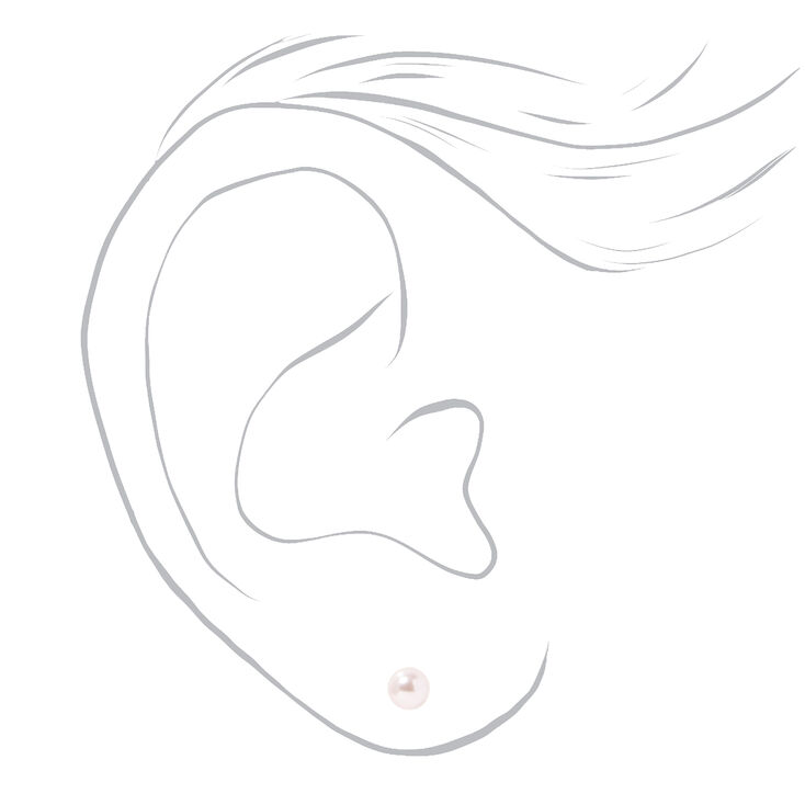 Stainless Steel 4mm Pink Pearl Studs Ear Piercing Kit with Ear Care Solution,