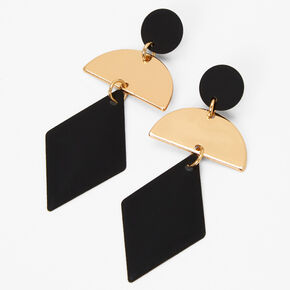 Gold and Black Geometric Shapes 2&quot; Drop Earrings,