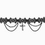 Goth Bride Black Lace Cross Choker Necklace,