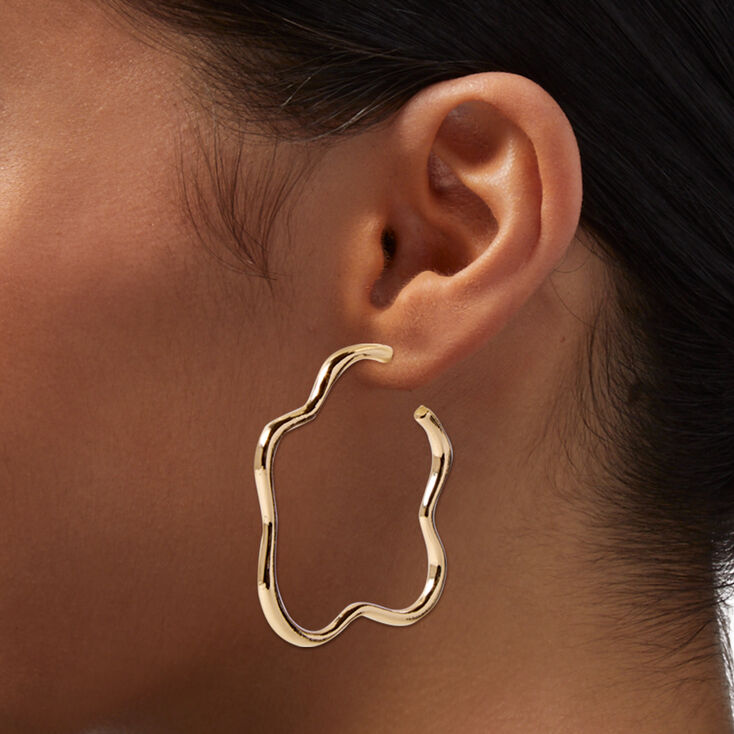 Gold-tone Squiggle 60MM Hoops,