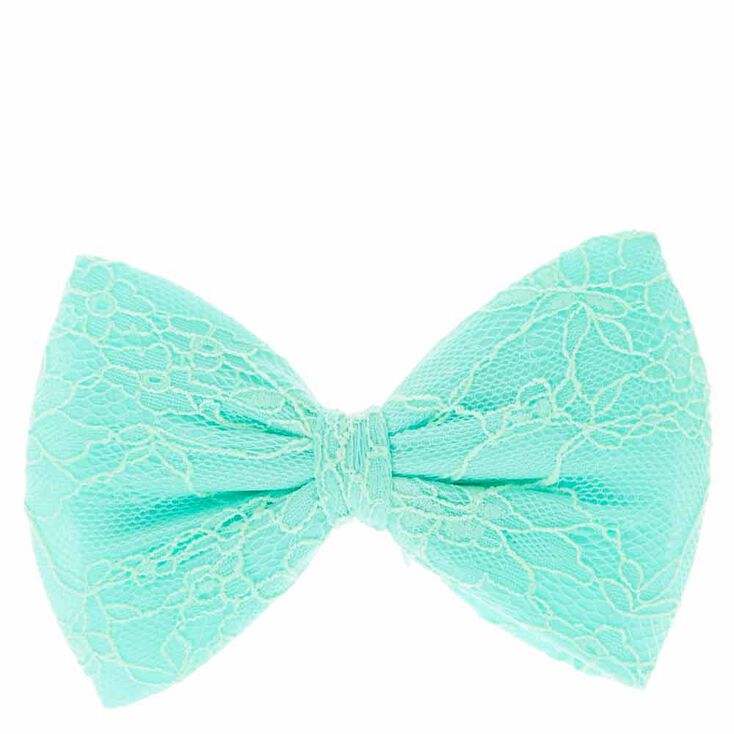 Mint Floral Lace Bow Hair Clip,