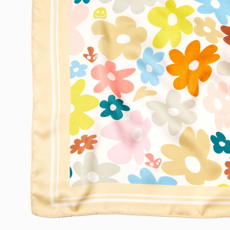 Retro Floral Square Scarf,
