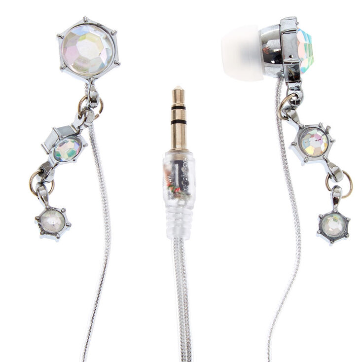 Silver Glam Earbuds,